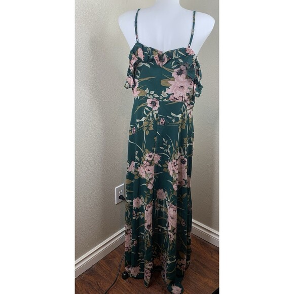 JJ’s House Ruffle Sweetheart Spaghetti Straps A-Line Chiffon Midi Dress Sz XL - Picture 7 of 13